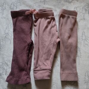 0-3 Baby Leggings Set - Dark Pink, Light Pink, Pink